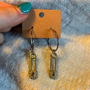 Silver Safety Pin Earrings